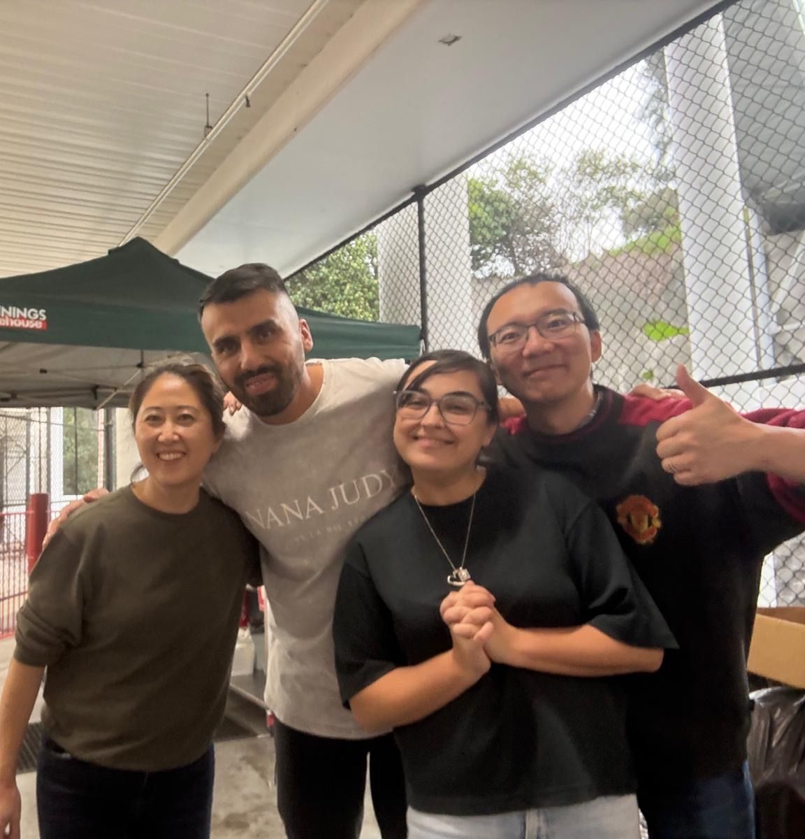 Parent volunteers at the Bunnings BBQ fundraiser