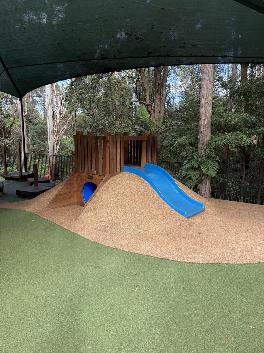 The new playground slide funded by our community